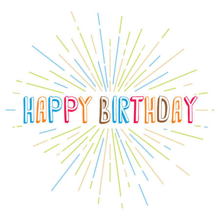 happy birthday greetings sunrays retro theme vector artのイラスト素材