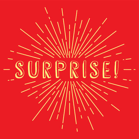 surprise text sunrays retro theme vector art illustrationのイラスト素材