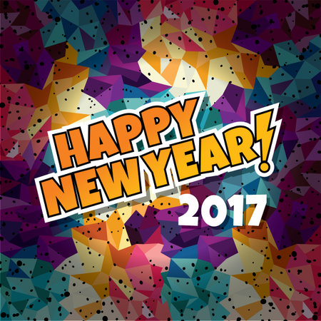 happy new year text show sunrays retro theme vector