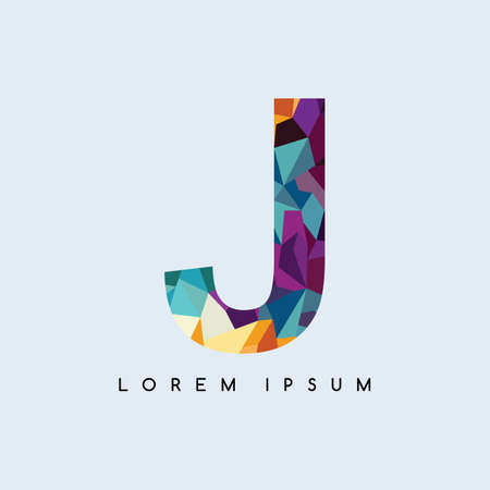J letter abstract colorful triangle geometrical backgroundのイラスト素材