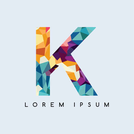 K letter abstract colorful triangle geometrical backgroundのイラスト素材