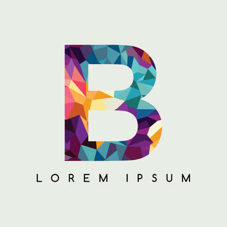 B letter abstract colorful triangle geometrical backgroundのイラスト素材