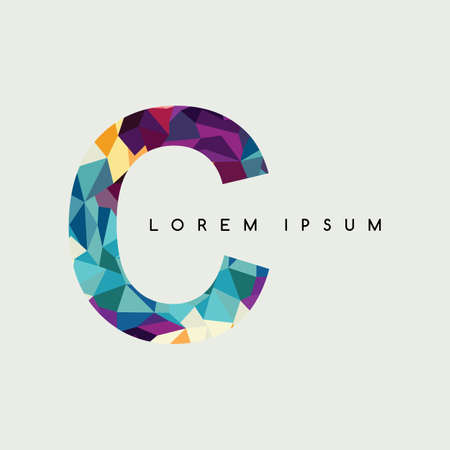 C letter abstract colorful triangle geometrical backgroundのイラスト素材