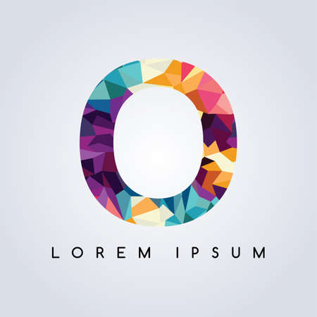 O letter abstract colorful triangle geometrical backgroundのイラスト素材