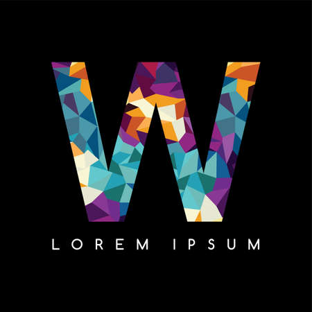 W letter abstract colorful triangle geometrical backgroundのイラスト素材