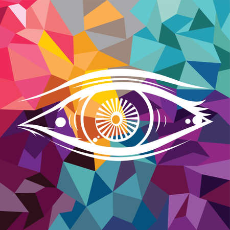 Abstract eye colorful triangle geometrical vector illustrationのイラスト素材