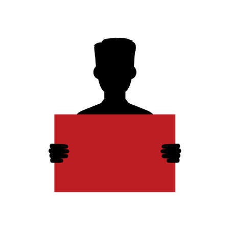 silhouette guy holding blank sign vector art illustrationのイラスト素材