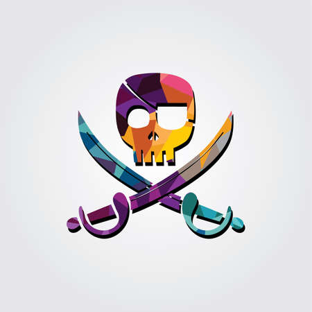 Abstract colorful triangle geometrical pirate sign vector illustrationのイラスト素材