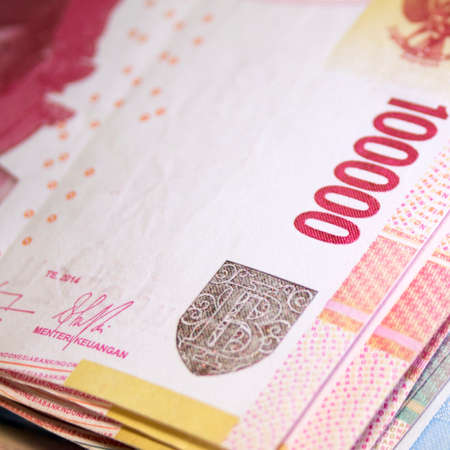 macro close up crumpled rupiah indonesia money detailの写真素材