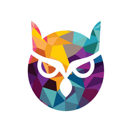 Isolated blue and yellow vector owl logo illustration school emblem Graduation symbolのイラスト素材