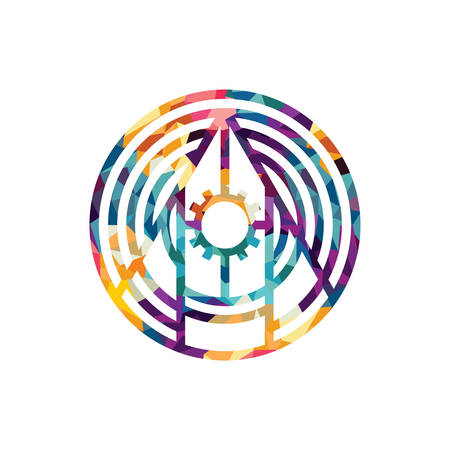 Ethnic mystical pattern with triangle and circles Mandala Ethnic circle ornamentのイラスト素材