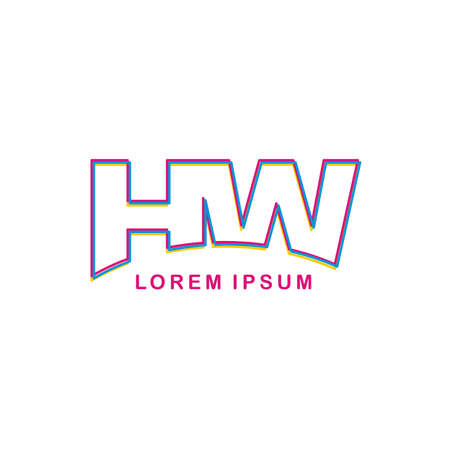 initial neon light letter brand logo logotypeのイラスト素材