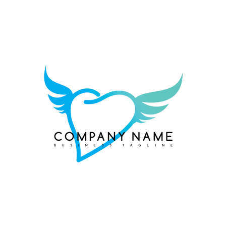 romance heart wing brand company template logo logotype vector art illustrationのイラスト素材