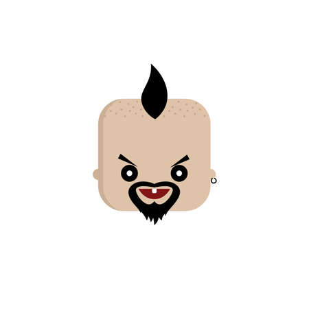 square shape funny expression cartoon head vector artのイラスト素材