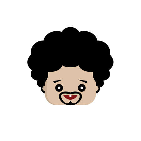 square shape funny expression cartoon head vector artのイラスト素材