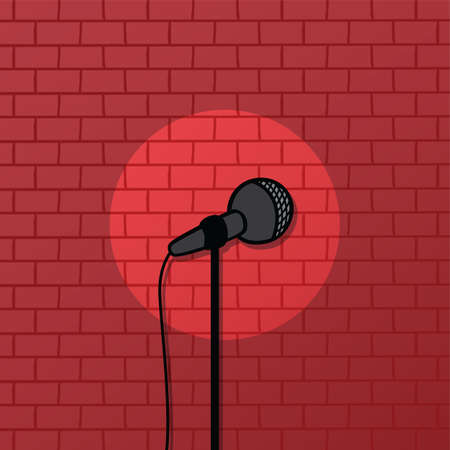 red brick spotlight stand up comedy stage vector artのイラスト素材