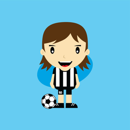 funny cartoon soccer player league vector art illustrationのイラスト素材