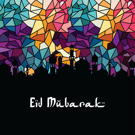 eid mubarak greeting muslim islamic celebration vector art