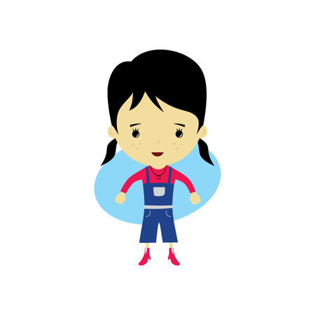 cute happy little woman - adorable girl cartoon vector art