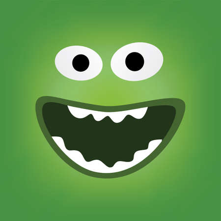 green monster character face vector art illustrationのイラスト素材