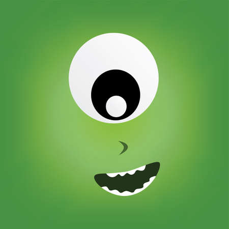 green monster character face vector art illustrationのイラスト素材