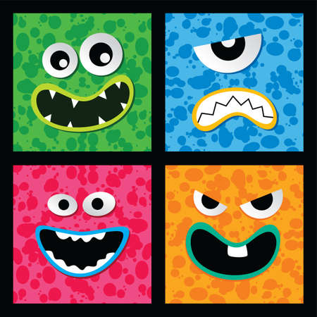 colorful monster character face vector art illustrationのイラスト素材
