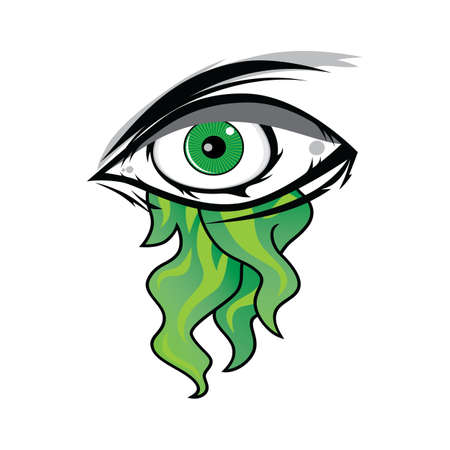 The All Seeing Eye - Green Firey Flame Illuminati Freemasonry Vector Artのイラスト素材