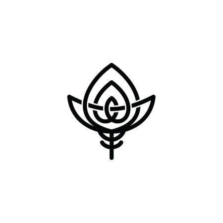 overlapping line floral shape - celtic theme sign vector artのイラスト素材