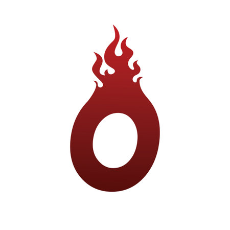 Fire burning letter O alphabet vectorのイラスト素材