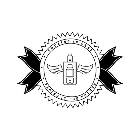 Vaporized electric cigarette badge.のイラスト素材