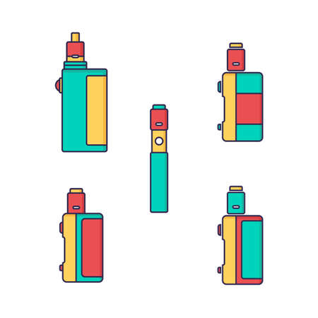 Set of vaporized electric cigarette icons.のイラスト素材