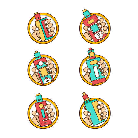 Set of Vaporizer electric cigarette illustration.のイラスト素材