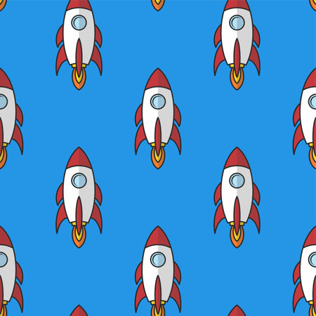space ship rocket shuttle cartoon vector art illustrationのイラスト素材