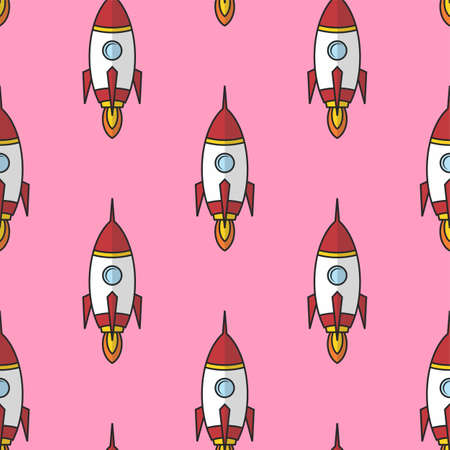 space ship rocket shuttle cartoon vector art illustrationのイラスト素材