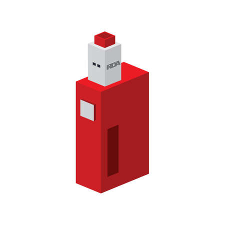 Isometric block electric cigarette personal vaporizer mod vector artのイラスト素材
