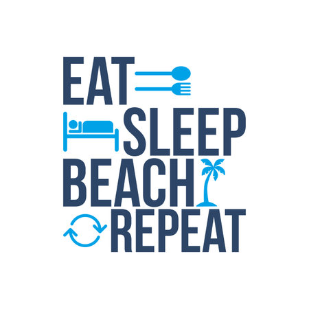 eat sleep beach repeat icon signのイラスト素材