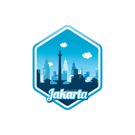 city of Jakarta label badge sticker template vectorのイラスト素材