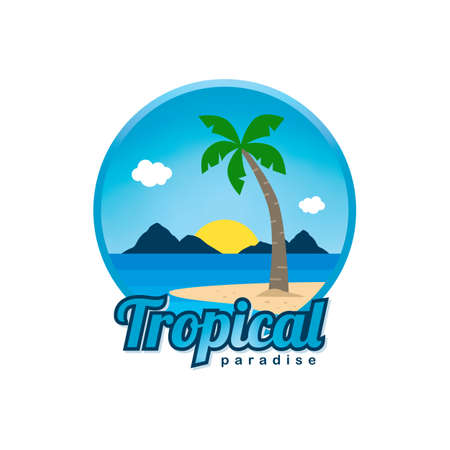 beach time tropical island summer vacation vector art templateのイラスト素材