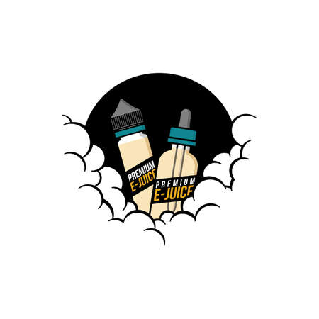 cloudy theme personal vaporizer vape e-cigarette vector artのイラスト素材
