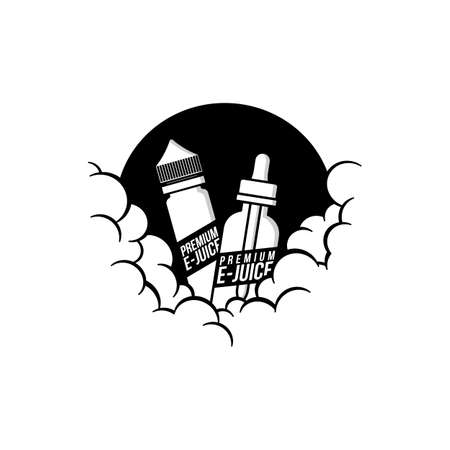 cloudy theme personal vaporizer vape e-cigarette vector artのイラスト素材