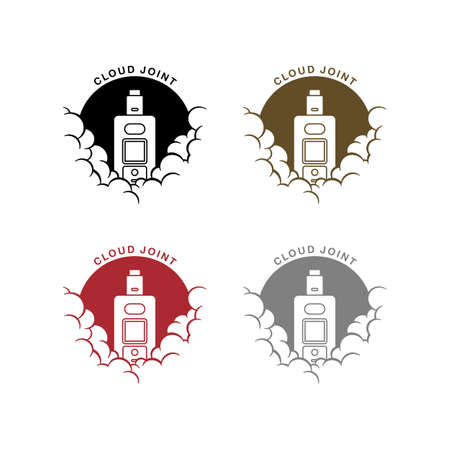 cloudy theme personal vaporizer vape e-cigarette vector artのイラスト素材