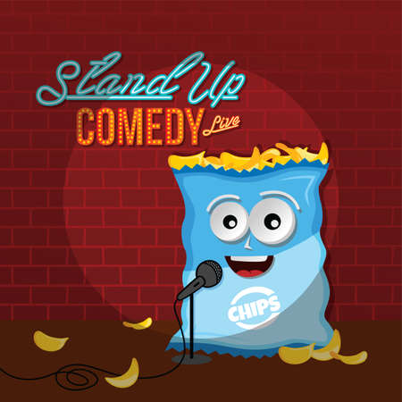 stand up comedy crisps chips vector art illustrationのイラスト素材