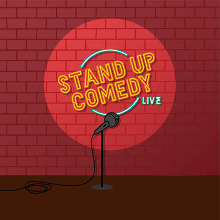stand up comedy open mic vector art illustrationのイラスト素材