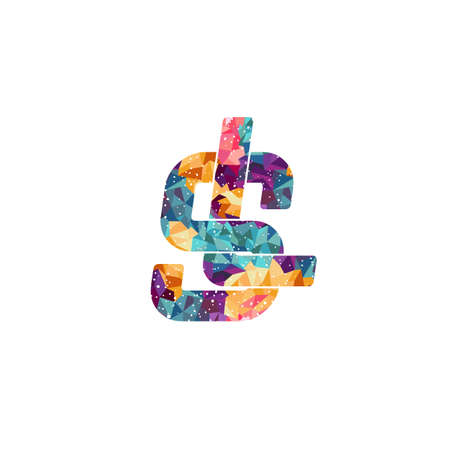 overlap initial letter alphabet sign symbol vectorのイラスト素材