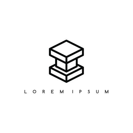 isometric square box sign logo logotype vector art illustrationのイラスト素材