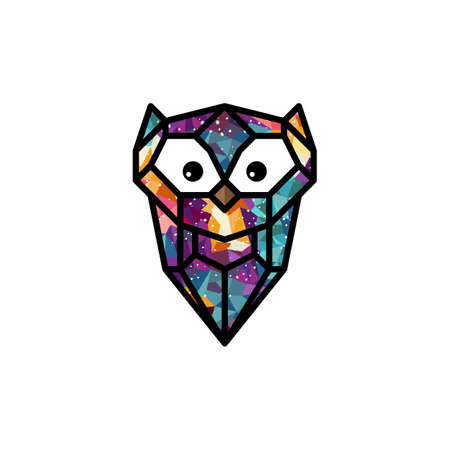 colorful theme owl bird vector art illustrationのイラスト素材
