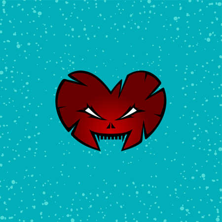 love heart shaped monster character sign symbol vector artのイラスト素材