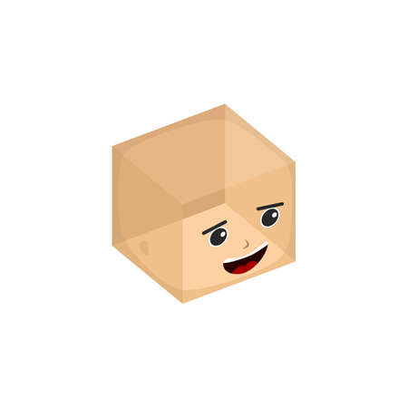 cube box transparent isometric cartoon character vector artのイラスト素材
