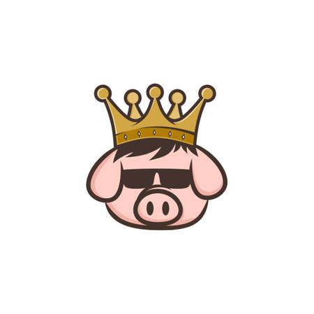 king pig crown pork bacon theme cartoon vectorのイラスト素材