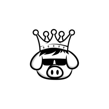 king pig crown pork bacon theme cartoon vectorのイラスト素材